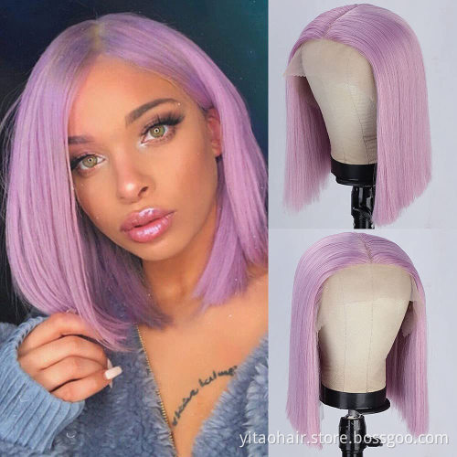 Popular Ombre Pink Bob Wig Depuy Synthes Tfnadvanced Female High Temperature Silk Chemical Fiber Lace front  colored  Bob Wig